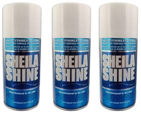 Sheila Shine 635665328192 3 X 10 Oz. Stainless Steel Cleaner And Polish Aerosol Spray Protect Househol