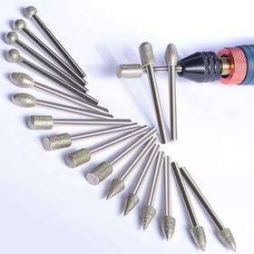 Shengbenhao 716963714198 Stone Carving Set Diamond Burr Bits 20pcs Polishing Kits Rotary Tools Access