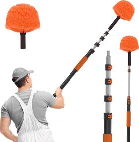 Sisupassie 750872349454 20ft Reach Cobweb Duster With Extension Pole High Ceiling Long 3-12ft