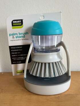 Smart Design 081654057008 Dish Scrub Brush With Soap Dispenser Palm Washing For Dishes Pots