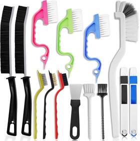 Solvra 860013877255 14 Pcs Crevice Cleaning Brush Set Hard Bristle Tools For Grout Til