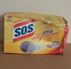 Sos 016500980414 S.o.s Steel Wool Pads 4ct Box 13 Lot 52 Total Sealed Damaged Boxes Ub5