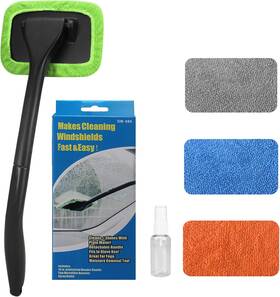 Sosickwithit 445001445451 Car Windshield Cleaning Cleaner Tool With 4 Washable And Reusable Microfiber Pads