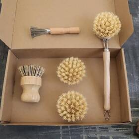 Soueafa 714216426157 5 Pcs Bamboo Kitchen Brush Set Valuable Cleaning Tool Kit Plastic-free And Ec