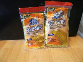 Spic And Span 812751008576 2 Pair Long Cuff N Lined Latex Gloves Medium
