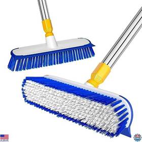 B09ptlyt33 Stanley 12 Inch Wide Floor Scrub Brush With 55 Extendable Handle For Deck And Tile Cleaning