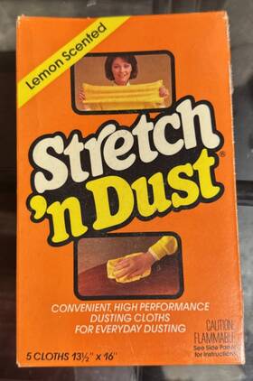 Stretch N Dust 035000880000 Lemon Scented Dusting Cloths 5 Sealed 1980s Nos Colgate Vintage