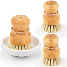 Ea2106 Subekyu Best Bamboo Dish Scrub Brushes Kitchen Wooden Cleaning Scrubbers Set For Washing