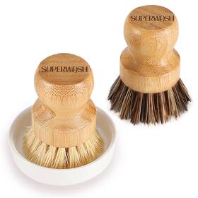 Zhdb230811 Superwash Plus Bamboo Dish Brush With Ceramic Natural Bristle Palm Pot Scrubber