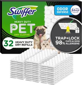 Swiffer 313108987914 Sweeper Pet Heavy Duty Dry Sweeping Cloth Refills With Febreze Odor Def