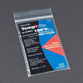 Taylor 077784087671 Precision Temprite 180 F Dishwasher Temp Strip - Pack 25