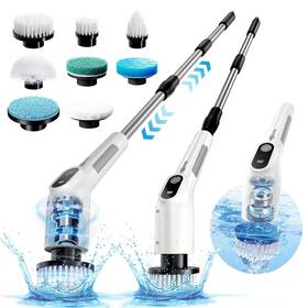 Zctc-003 Tbfwico Electric Spin Scrubber Shower Cleaning Brush With 8 Replaceable Heads