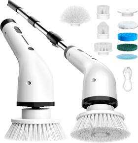 Technology 711181520675 Electric Spin Scrubber For Cleaning Cordless Brushes With 9 Head
