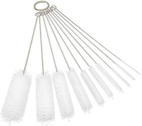 The Scoopie 650971993643 10 Inch Tube Cleaning Brush Set Pack Extra Long Nylon Straw Brushes With Flexib