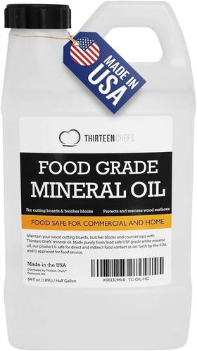Thirteen Chefs 810081682626 Mineral Oil - 64oz Food Grade Conditioner For Wood Cutting Board Countertop