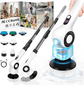 Tidyness 754272293348 Electric Spin Scrubber Cordless Power Shower With 7 Scrub Brush 3 Spe