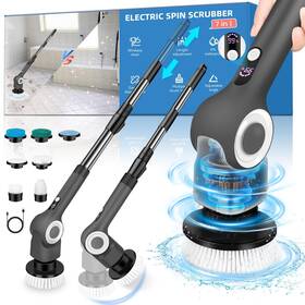 Tidyness 762139687629 Electric Spin Scrubber With 7 Brush Heads And Extension Hand