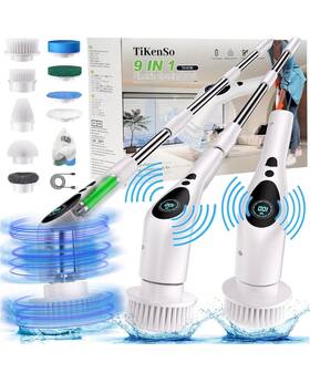 Tikenso 313099869886 9 In 1 Electric Spin Scrubber Turbo Scrub Cleaning Brush Cordless Chargeable
