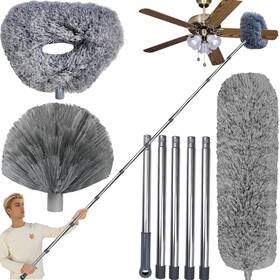 Tonmp 46465 20 Ft High Reach Ceiling Fan Duster And Cobweb Corner Brush With 3-14
