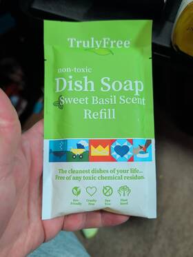Truly Free 810078180173 Non Toxic Dish Soap Sweet Basil Refill