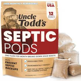 Uncle Todds 196852150274 Septic Tank Treatment Pods - 12 Count Year Supply Flush Per Month Free Sm