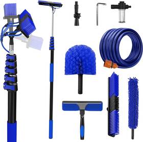 Veebuyla 717373090070 30ft Reach Solar Panel Cleaning Brush Kit With 5-24ft Telescoping Pole 40ft Hos
