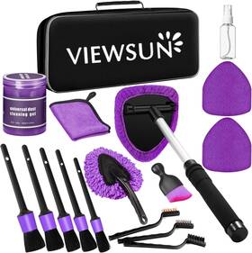 Vs-lt0552 Viewsun Windshield Cleaner Tool 17pcs Car Interior Detailing Kit With Brushes Towels Gel