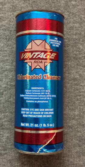 Vintage Rda 060565180005 Chlorinated Cleanser - Commercial Use Rare Flawed Bottle 21 Oz