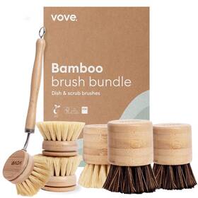 Vove 745000152797 Dish Brush Bundle Bamboo And Scrub With 3 Replacement Heads