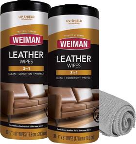 00119xyfm Weiman Leather Cleaner And Conditioner Wipes Uv Protection Prevent Cracking 2-pack