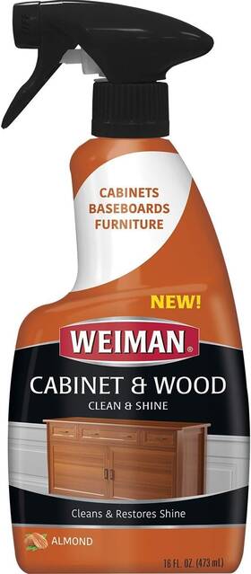 322-847550-1122 Weiman Cabinet And Wood Clean Shine Spray Almond Scent 16 Oz 473ml