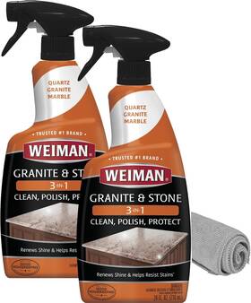 Weiman 445007836888 Granite Cleaner And Polish Streak-free 2-pack With Microfiber Towel