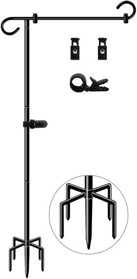Whb-gfs-51-1 Whoonba 51 Inch Tall Garden Flag Stand Holder With 5 Prong Base Yard Pole Holde