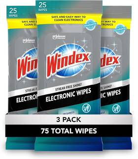 687670 Windex Screen Cleaning Wipes 25ct 3 Pack