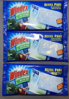 708250 Windex Lot Of 3 Outdoor All In One Refill Pads Total 6 Cleans 120 Windows