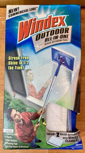720057 Windex Outdoor All In One Glass Cleaning Tool With 2 Pads New Old Stock Sealed