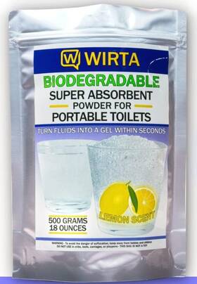 Wirta 429810198013 Biodegradable Super Absorbent Pee Powder For Portable Toilets - 500g Of Lemon