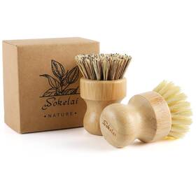 Wokelai 788433723313 Bamboo Dish Scrub Brushes Set For Kitchen - Wooden Cleaning Scrubbers