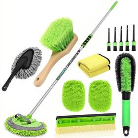 Wontolf 761594710460 62ft Car Wash Brush With Long Handle Microfiber Mop Mitt Kit Detaili