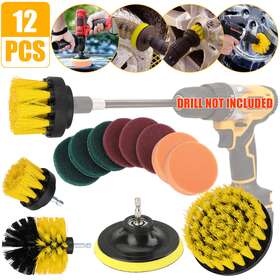 Wowpartspro 616361565678 12pcs Drill Brush Set Cleaning Power Scrubber Car Spin Tub Shower Cleaner
