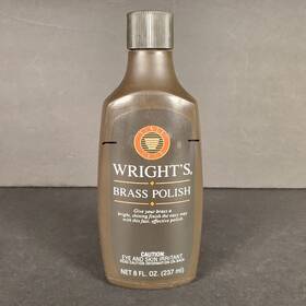3b-1599 Wrights Brass Polish Open Bottle Level Marked As Shown
