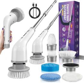 Xsteamo 093337564437 Electric Spin Scrubber 7 Replaceable Brush Heads 1.5h Bathroom Dual S