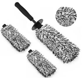 Yw-p116-v2 Yeewayveh 3pcs Wheel Cleaning Brush Microfiber Flat Rim Cleaner With 2 Ext