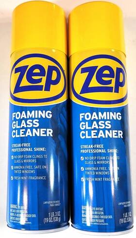 Zep 021709017465 Foaming Glass Cleaner - 19 Ounce Lot Of 2 Cans Safe On Tinted Windows