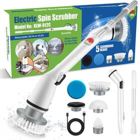 Klw-012c Zeyumee 749874147748 Electric Spin Scrubber Replaceable Cordless Cleaning Brush With 5