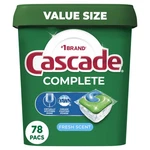 Cascade Complete Dishwasher Pods, Fresh Scent Actionpacs 78 Detergent. Fixed Price $30.25.