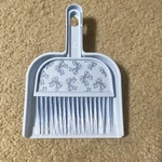 Light Blue Plastic Hand Brush & Dust Pan Set, Easy Grip, Bow Design. Fixed Price $6.00.