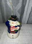 Snowman Music Box Wind Up Ornament Mr. Christmas Porcelain North Pole 5" Tall. Fixed Price $18.00.