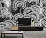 3D Grey Leaf Pattern ZHUA30649 Wallpaper Murals Removable Self-adhesive Ann. Fixed Price $28.63.