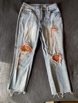 Unique Altered Crochet Time & Tru High Rise Light Wash Jeans Women Size 6. Fixed Price $15.00.